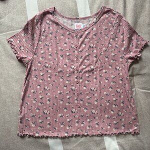 Wonder Nation Girls Short Sleeve Ribbed Top, Size XL (14/16) Plus